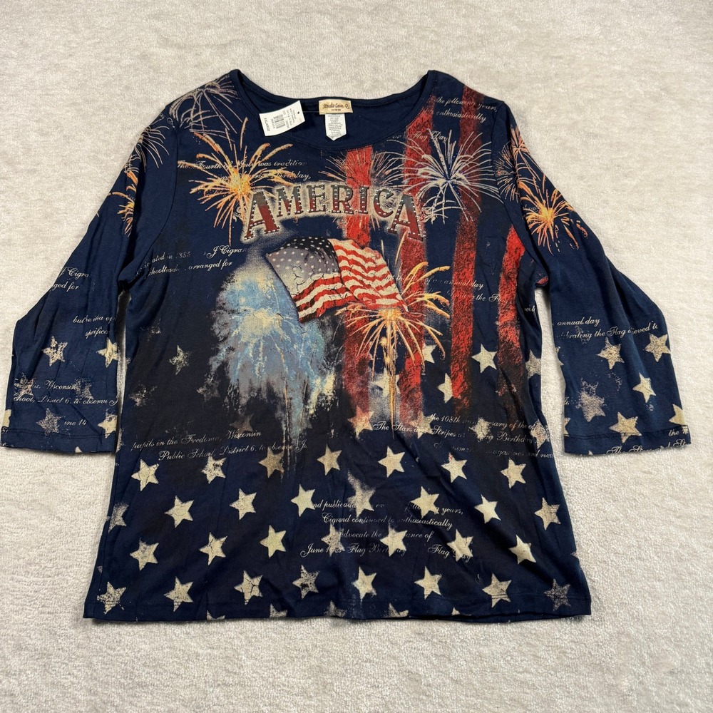 America Graphic Long Sleeve Tee - Navy Stars & Stripes